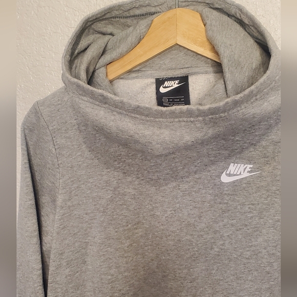 Nike Womens Gray & White Funnel Neck Hoodie Hooded Sweatshirt Size XS - Picture 6 of 8